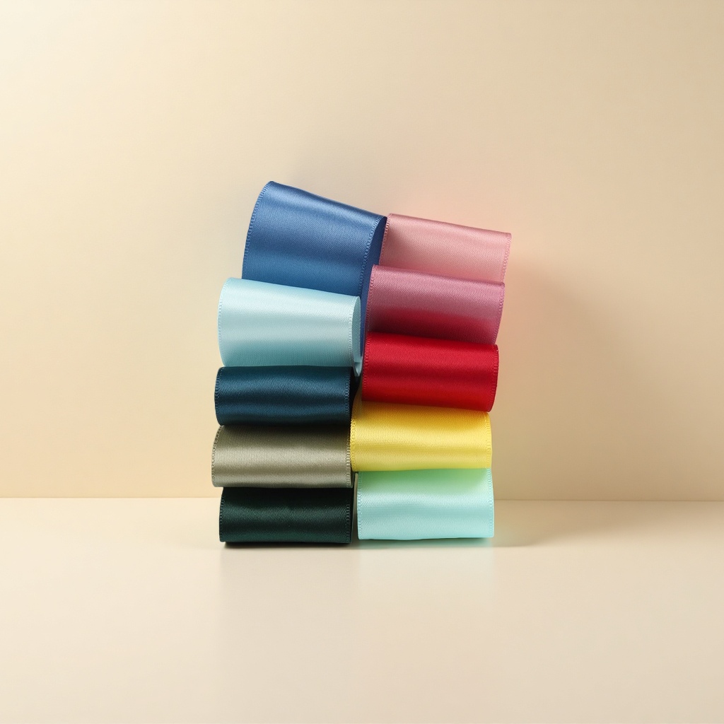 Single-sided polyester webbing with color ribbons, 2.5CM webbing wholesale, diy handmade hair accessories and clothing gift boxes with color ribbons Specification image