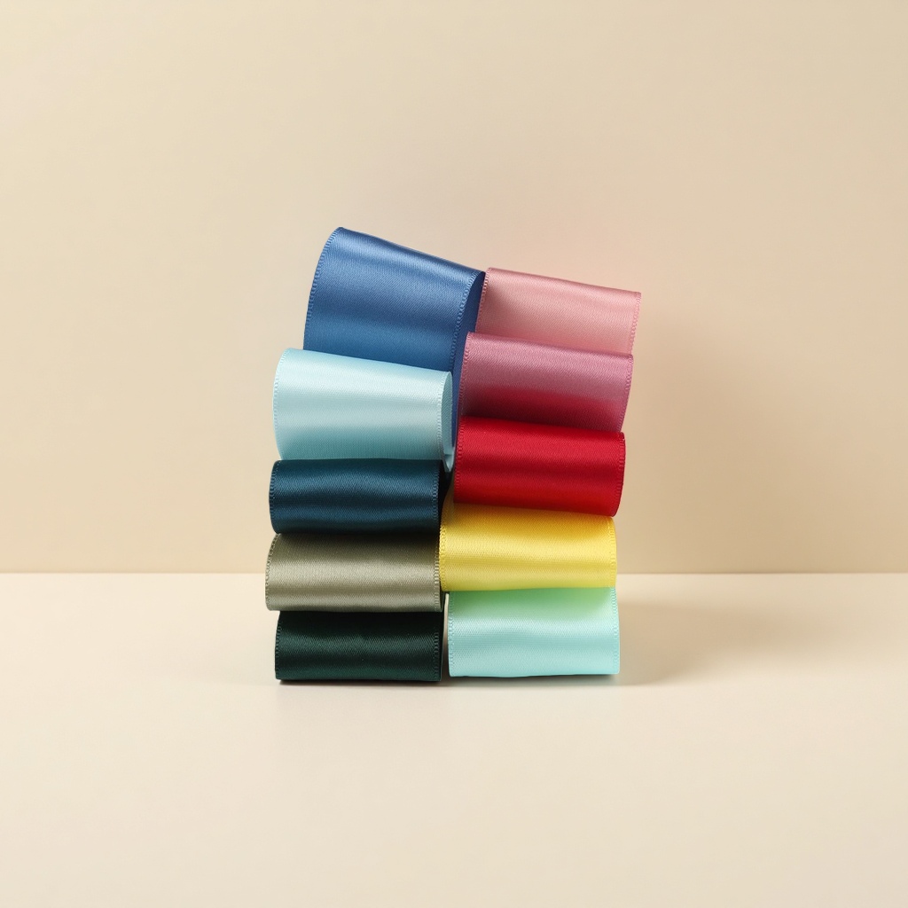 Single-sided polyester webbing with color ribbons, 2.5CM webbing wholesale, diy handmade hair accessories and clothing gift boxes with color ribbons Application Scenario
