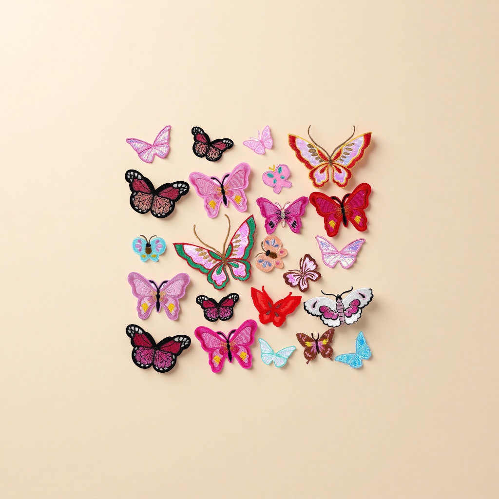 New colorful butterfly embroidery fabric stickers, multiple combinations of decorative patch stickers, textile auxiliary fabric stickers Application Scenario