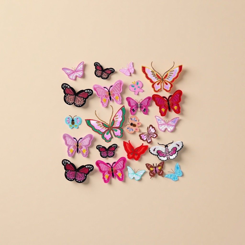 New colorful butterfly embroidery fabric stickers, multiple combinations of decorative patch stickers, textile auxiliary fabric stickers details Picture