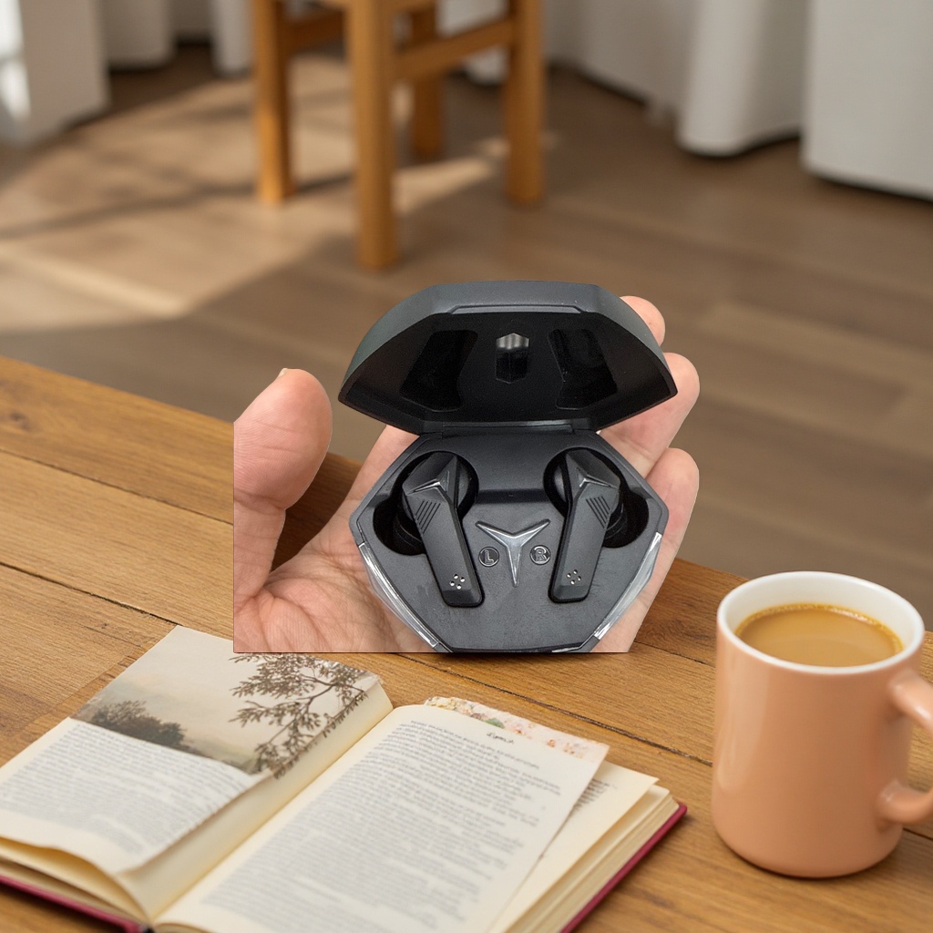 New black Bluetooth headphones with noise-cancelling, high-definition sound quality, comfortable to wear and wireless details Picture