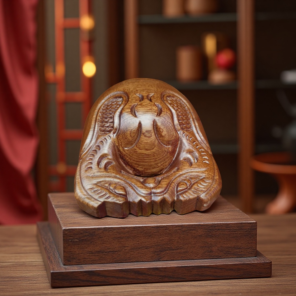 旅游工艺品宗教用品6寸桂柚木本色木鱼细节图