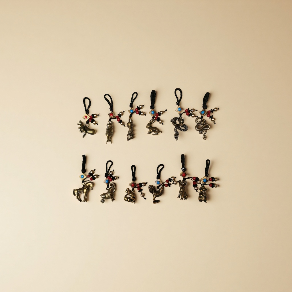 铜立体十二生肖钥匙扣挂件钥匙链