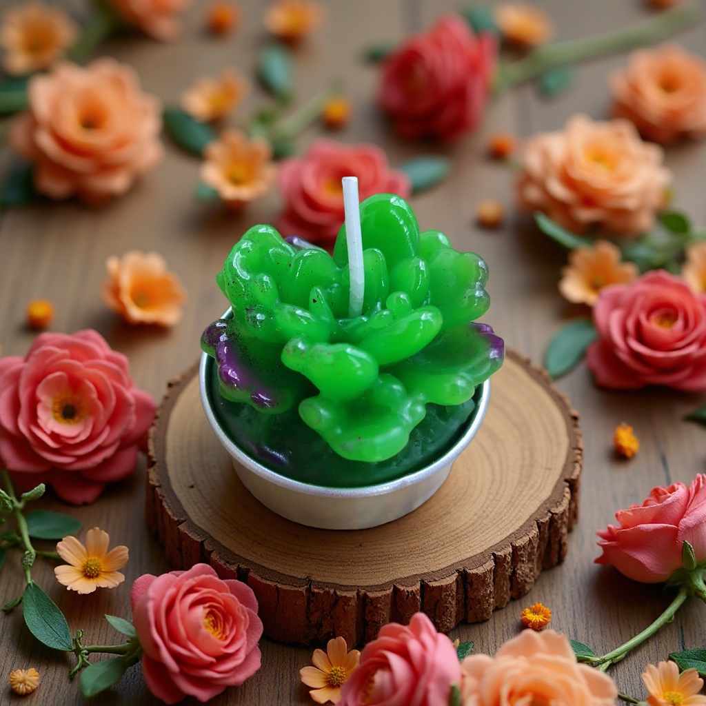Succulent plant scented candles have a long-lasting and natural fragrance. Candles, candles, candles, scented candles details Picture