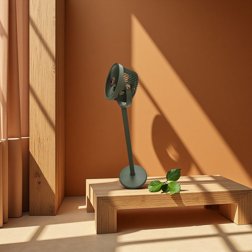 Creative floor fan, solar energy +LED+ rechargeable, modern and simple household floor fan details Picture
