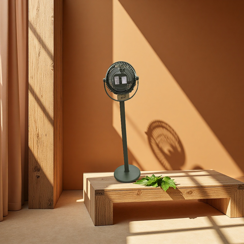 Creative floor fan, solar energy +LED+ rechargeable, modern and simple household floor fan Specification image