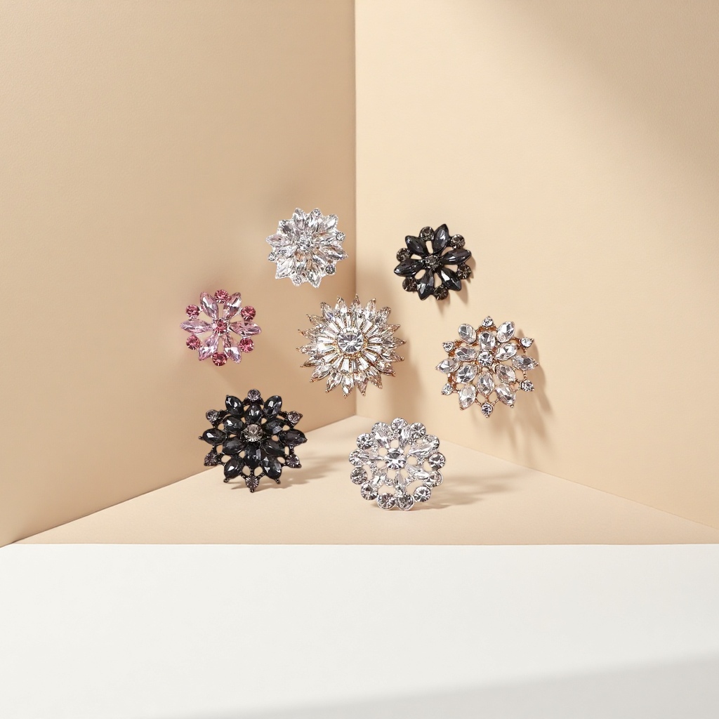 Botones de cristal de metal moda decoración accesorios de ropa pack 100pcs details Picture