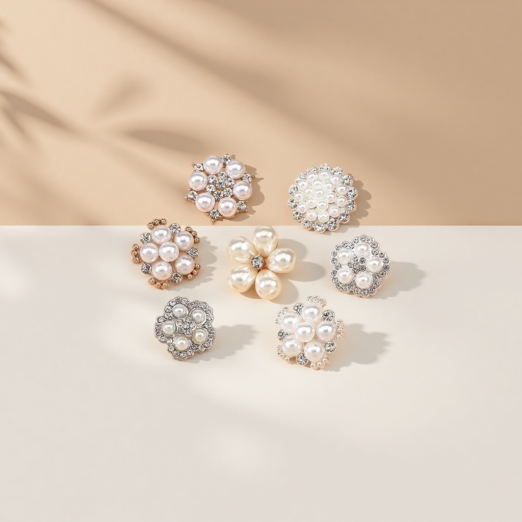 Perlas metálicas diamantes incrustados flores pequeñas fragancias chaquetas suéteres decoraciones hebillas DIY ropa accesorios accesorios Specification image
