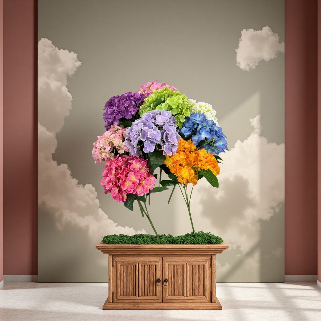 5-fork 3D printed hydrangea simulated petal handicrafts, decorative flowers, artificial flowers, simulated flowers