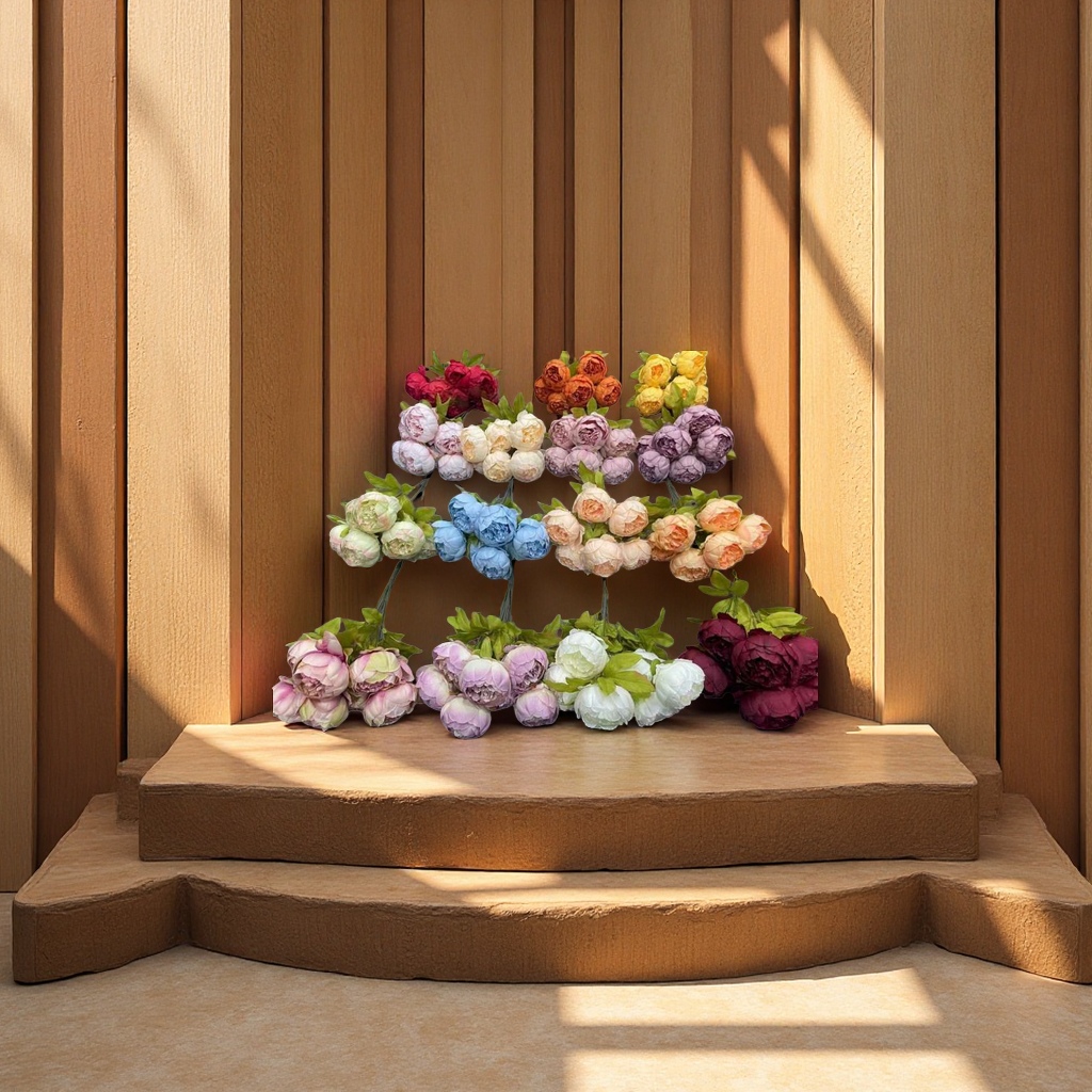 Artificial flower handicrafts, decorative flowers, artificial flowers, 7-head bunches of grand peonies of wealth and honor details Picture