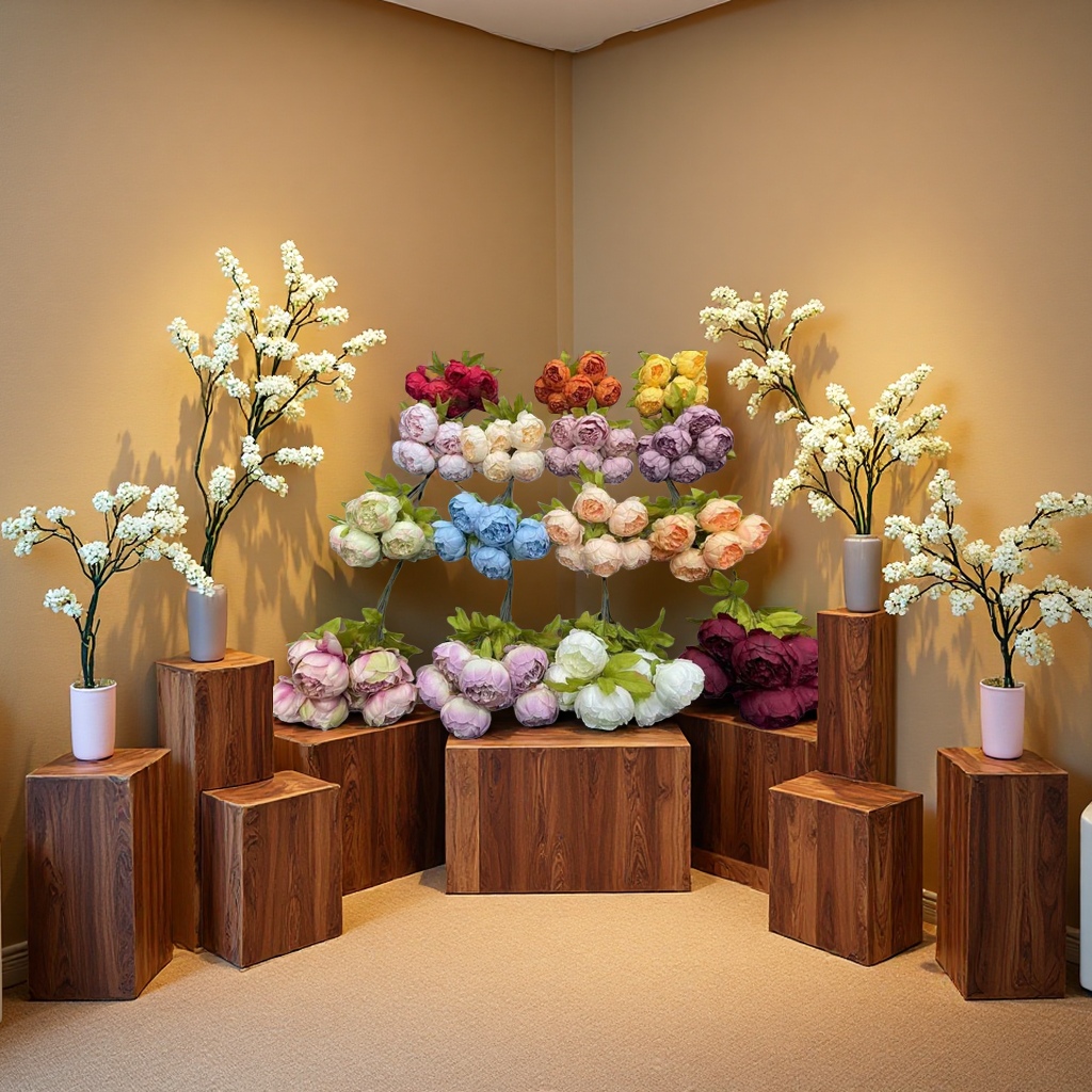 Artificial flower handicrafts, decorative flowers, artificial flowers, 7-head bunches of grand peonies of wealth and honor Specification image