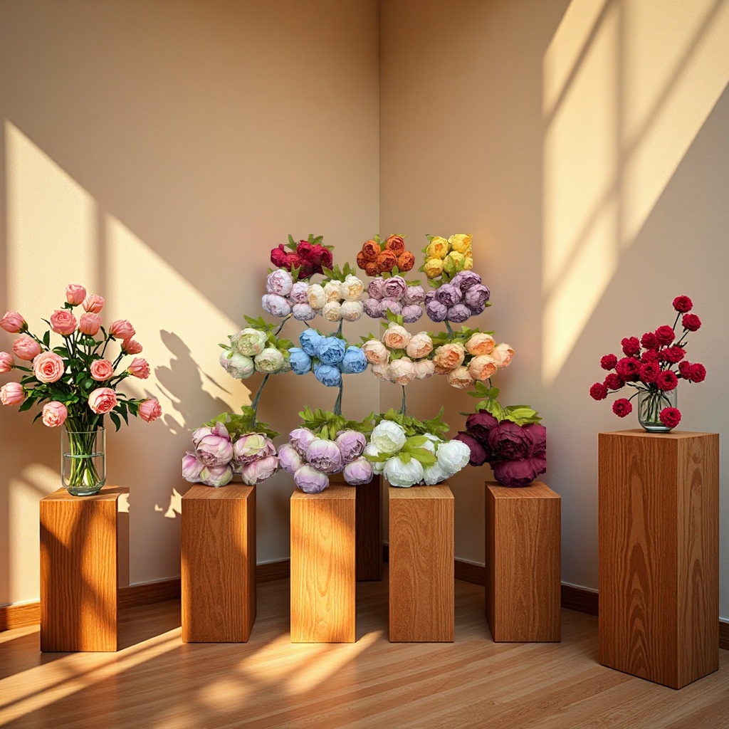 Artificial flower handicrafts, decorative flowers, artificial flowers, 7-head bunches of grand peonies of wealth and honor Item Picture