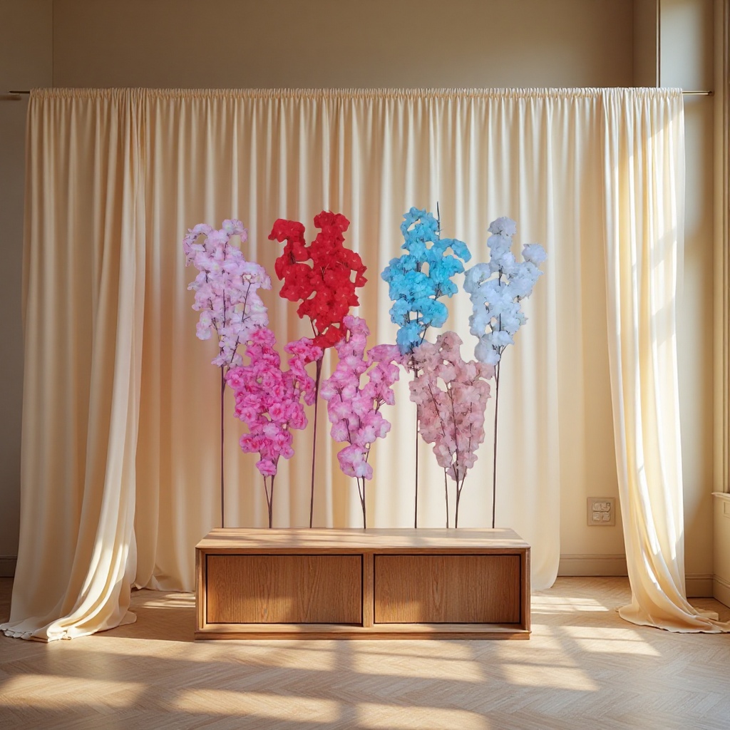 Artificial petal handicrafts, decorative flowers, artificial flowers, and cherry blossom three-pronged flowers are available in multiple colors Application Scenario