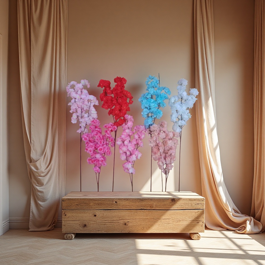 Artificial petal handicrafts, decorative flowers, artificial flowers, and cherry blossom three-pronged flowers are available in multiple colors