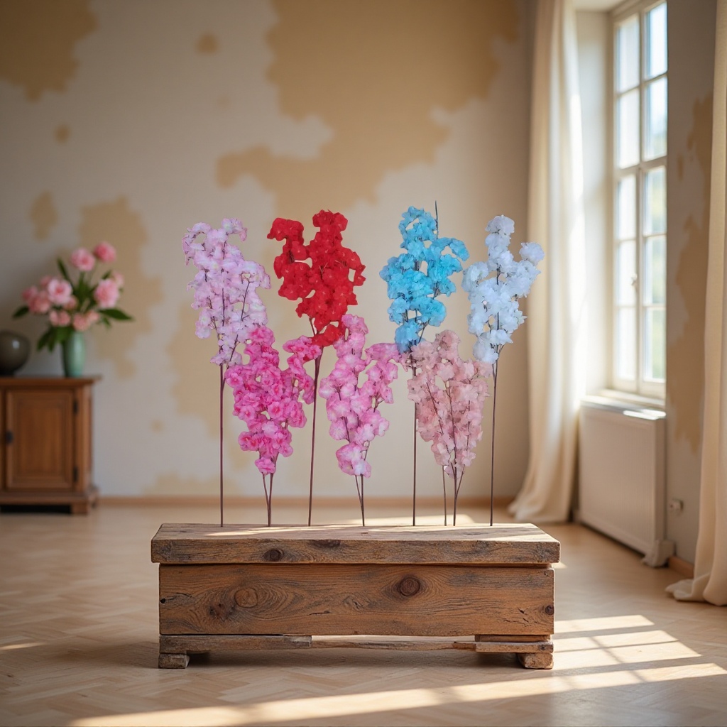 Artificial petal handicrafts, decorative flowers, artificial flowers, and cherry blossom three-pronged flowers are available in multiple colors Specification image