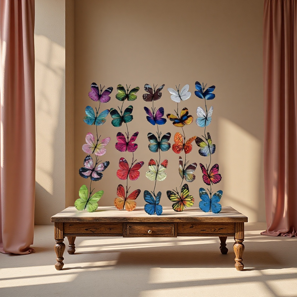 Artificial flower handicrafts, decorative flower figures, artificial flower heads, butterfly flower heads details Picture