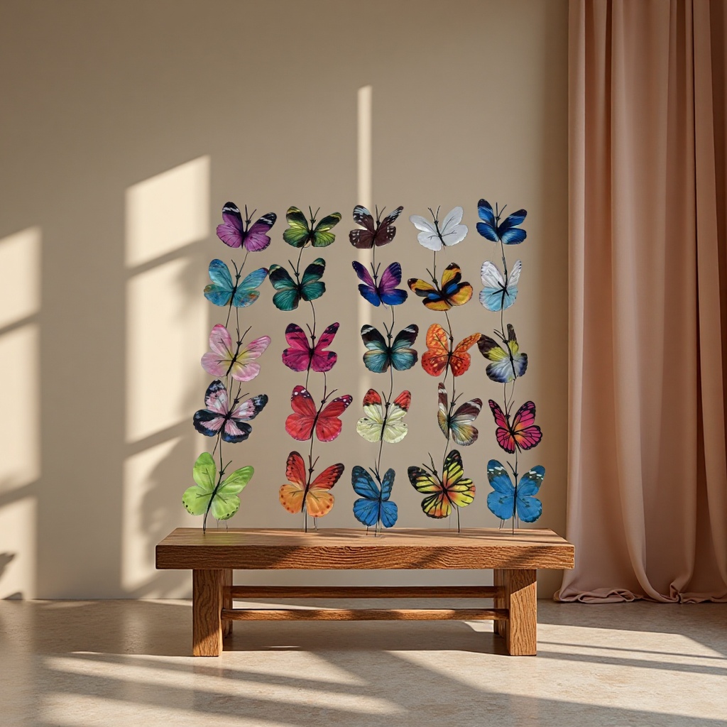 Artificial flower handicrafts, decorative flower figures, artificial flower heads, butterfly flower heads Specification image