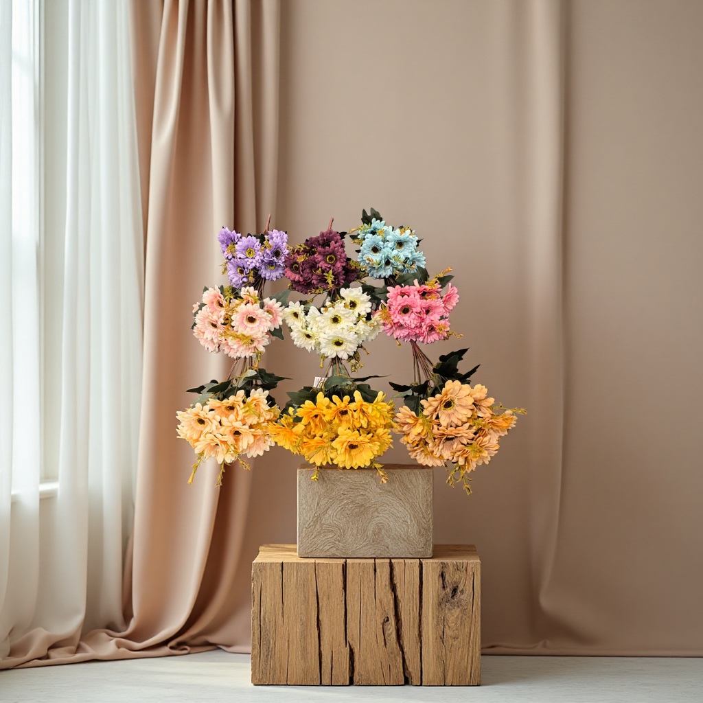 Artificial flower handicrafts, decorative flowers, artificial flowers, 9-head bunches of sunflowers Application Scenario