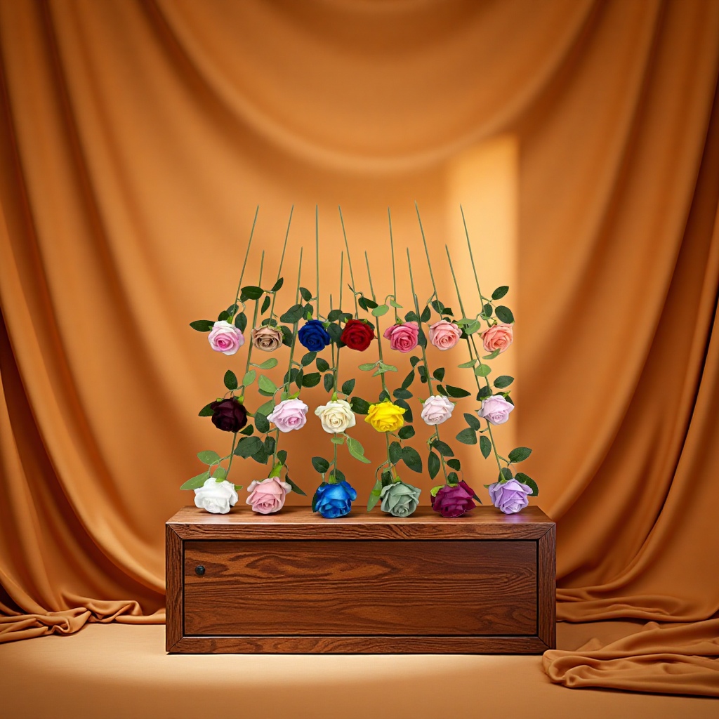 Artificial flower handicrafts background decoration flower figures fake flowers, single velvet rose pearl rose Item Picture