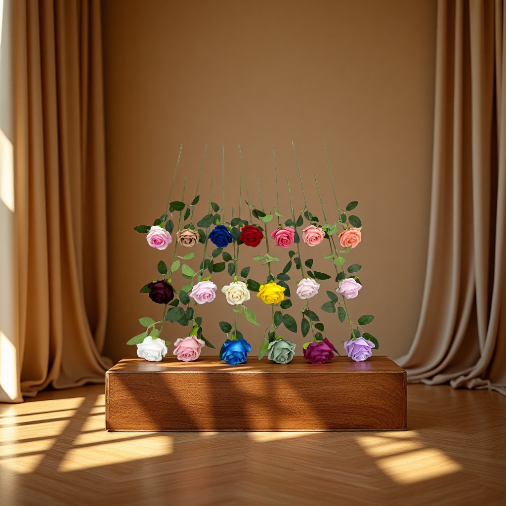 Artificial flower handicrafts background decoration flower figures fake flowers, single velvet rose pearl rose Application Scenario