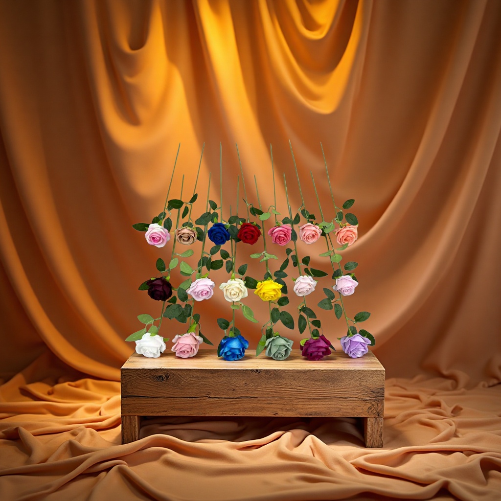 Artificial flower handicrafts background decoration flower figures fake flowers, single velvet rose pearl rose Specification image