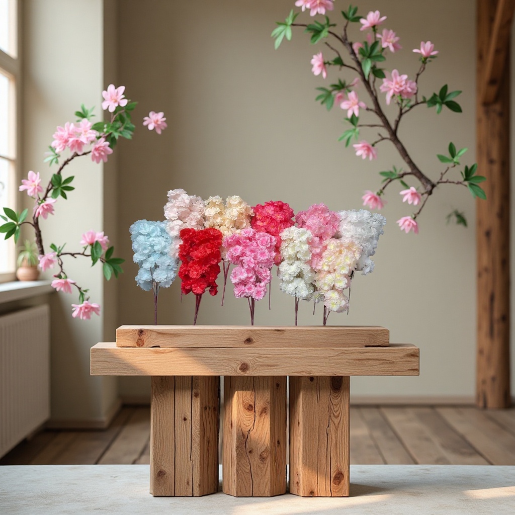 Artificial petal handicrafts, decorative flowers, artificial flowers, five-pronged bouquet, dazzling cherry blossoms, multiple colors to choose from, colors can be customized details Picture