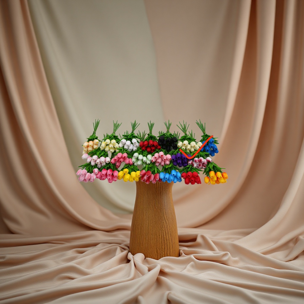 Artificial petal handicrafts, decorative flowers, artificial flowers, single PU tulips, colors can be customized Specification image