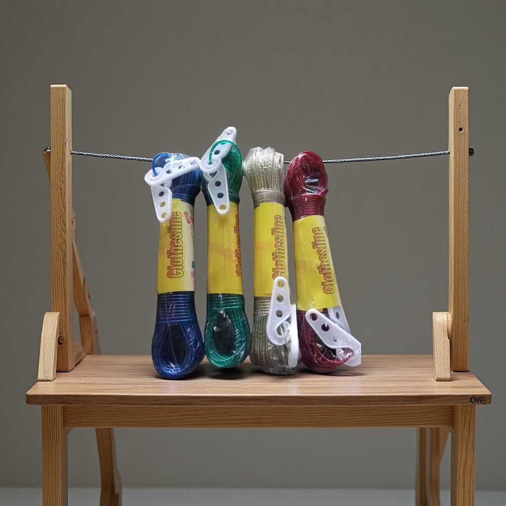 Double-line telescopic clothesline, outdoor portable clothesline with clips, fishing net Specification image