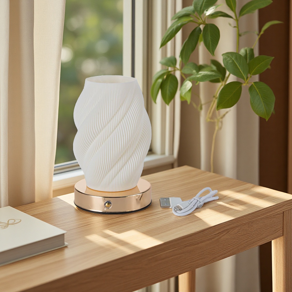 Cream art atmosphere lamp, bedroom mood, high-end decoration, water ripple table lamp, bedside night lamp, dry vase lamp details Picture