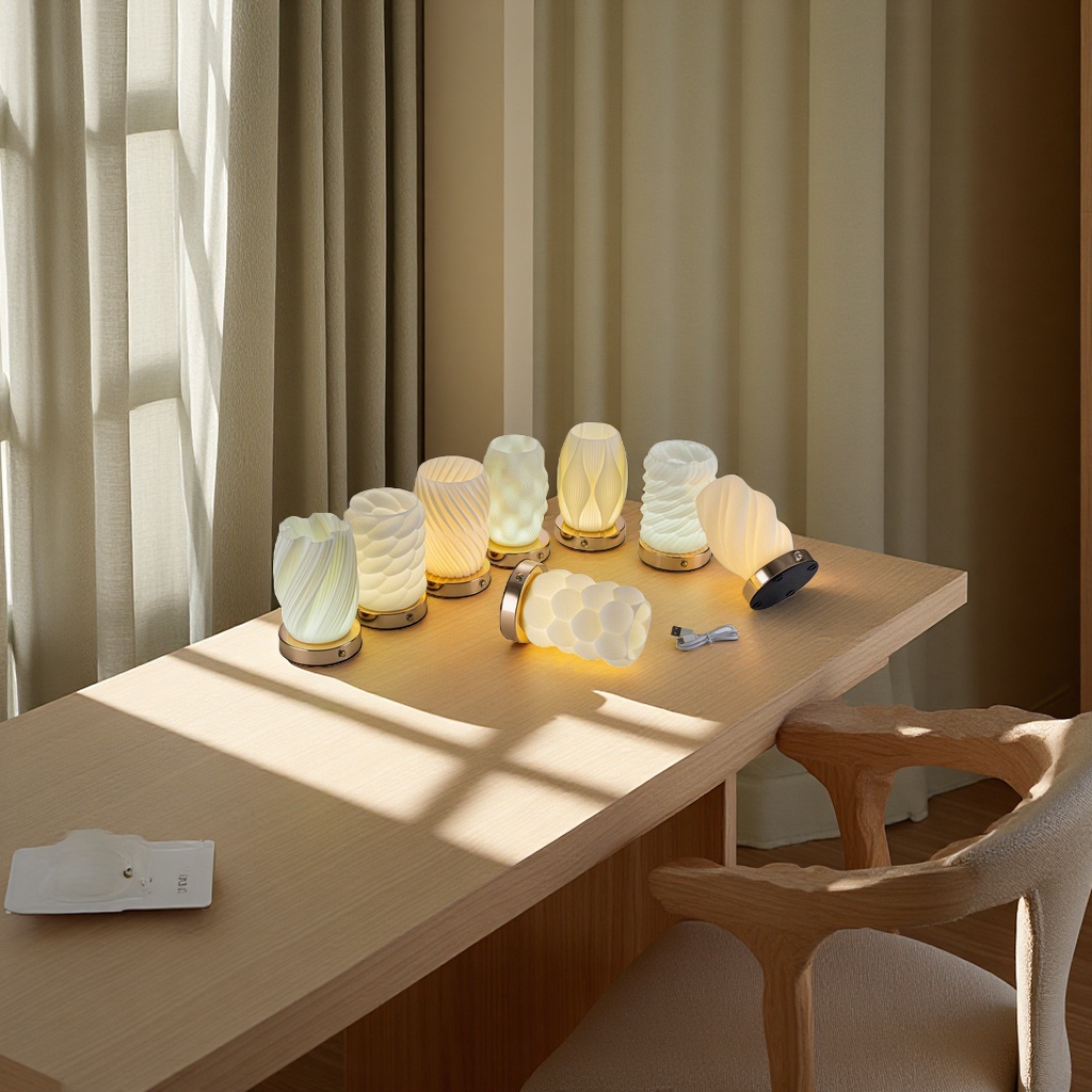 Cream art atmosphere lamp, bedroom mood, high-end decoration, water ripple table lamp, bedside night lamp, dry vase lamp Application Scenario