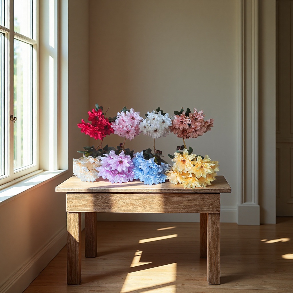 Artificial flowers, fake flowers, decorative flowers, artificial flowers, 7-head bunches of peonies Specification image