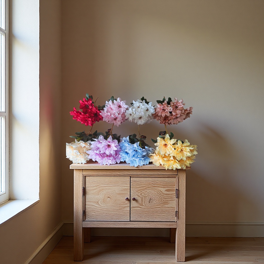 Artificial flowers, fake flowers, decorative flowers, artificial flowers, 7-head bunches of peonies Item Picture