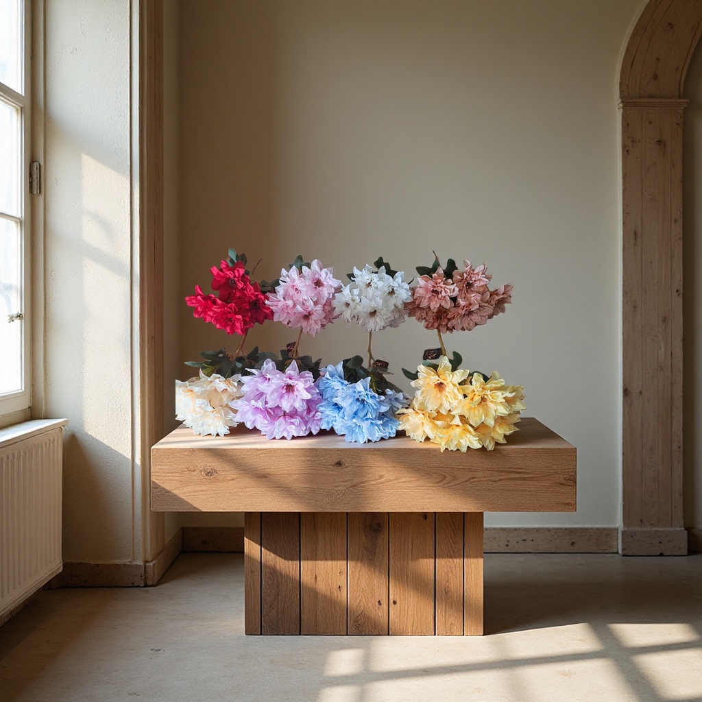 Artificial flowers, fake flowers, decorative flowers, artificial flowers, 7-head bunches of peonies details Picture