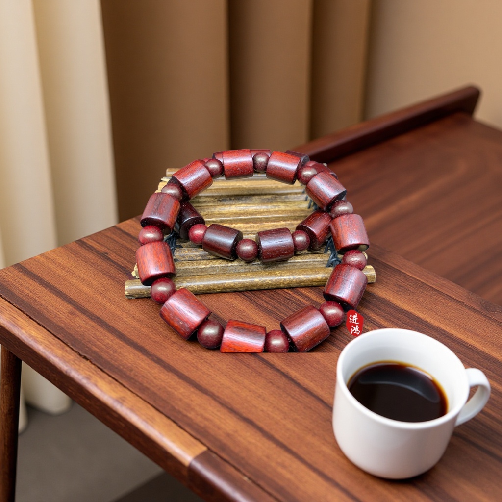 Blood sandalwood bucket bead bracelet, a natural wooden bracelet, is a slimming and health-preserving accessory for both men and women Application Scenario