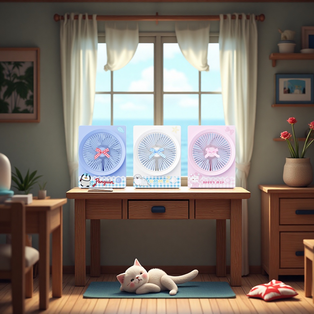 Starlight Penguin/Ocean/Mia Cat Mini Desktop Fan Specification image
