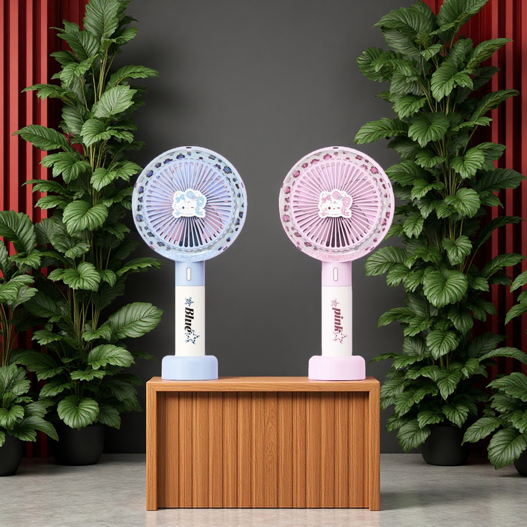 Mia Cat leopard print handheld fan