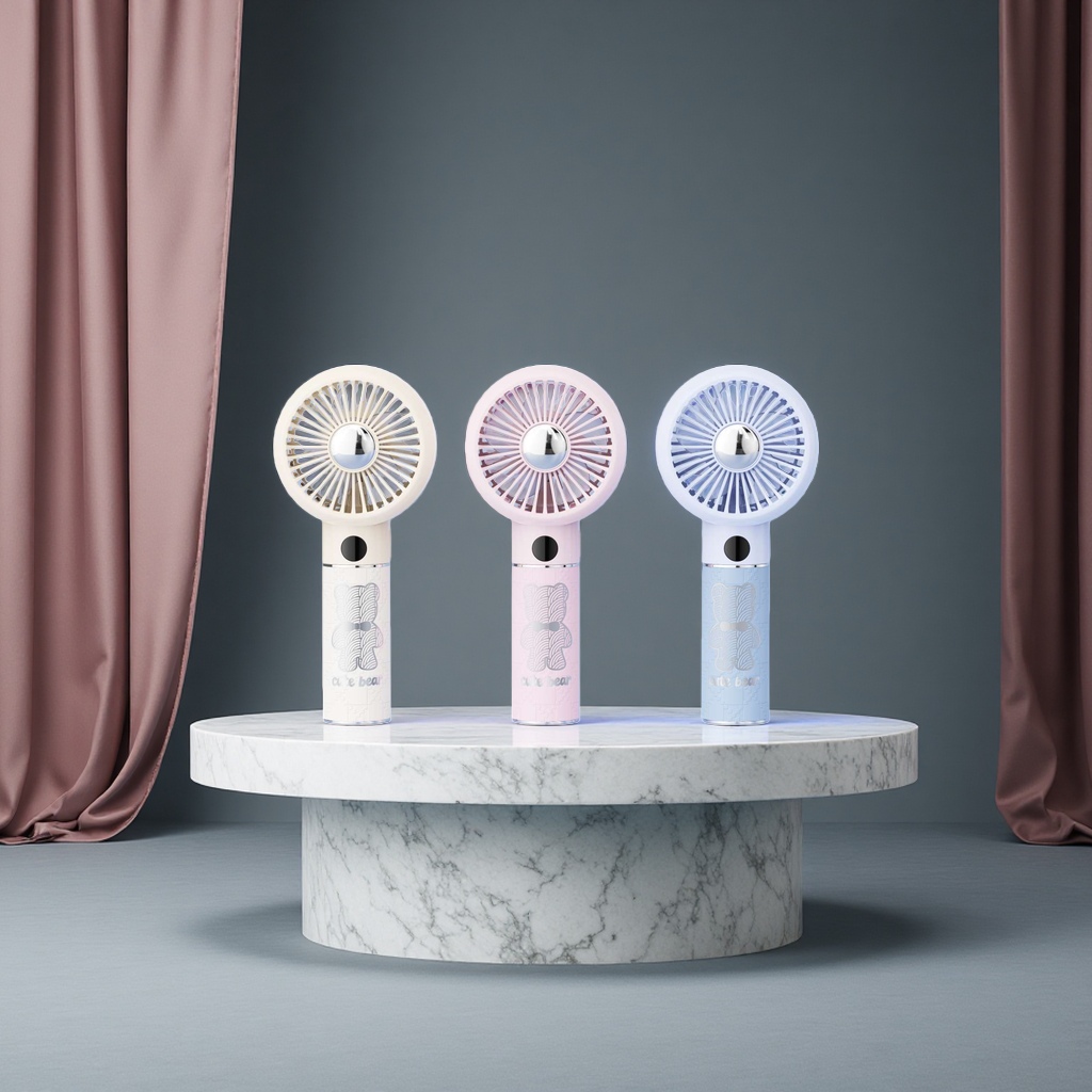 Light luxury Bear high-speed digital display fan, handheld small fan, portable electric fan, mini silent cooling wonder, a must-have for summer