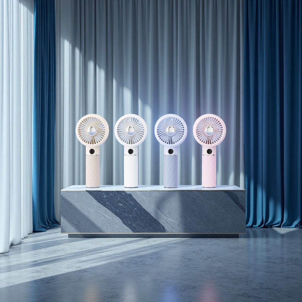 Light luxury high-speed digital display fan, handheld small fan, portable electric fan, mini silent, cool, essential for a refreshing summer details Picture