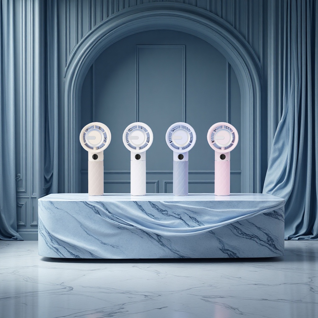 Light luxury high-speed digital display fan, handheld small fan, portable electric fan, mini handheld fan, cooling and temperature reduction, adjustable wind speed Specification image
