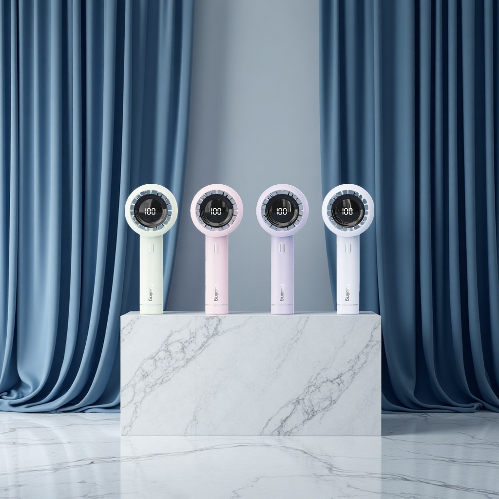 Light luxury, simple, high-speed digital display handheld fan, handheld high-speed fan, portable small fan, cooling and powerful wind force, portable model Specification image