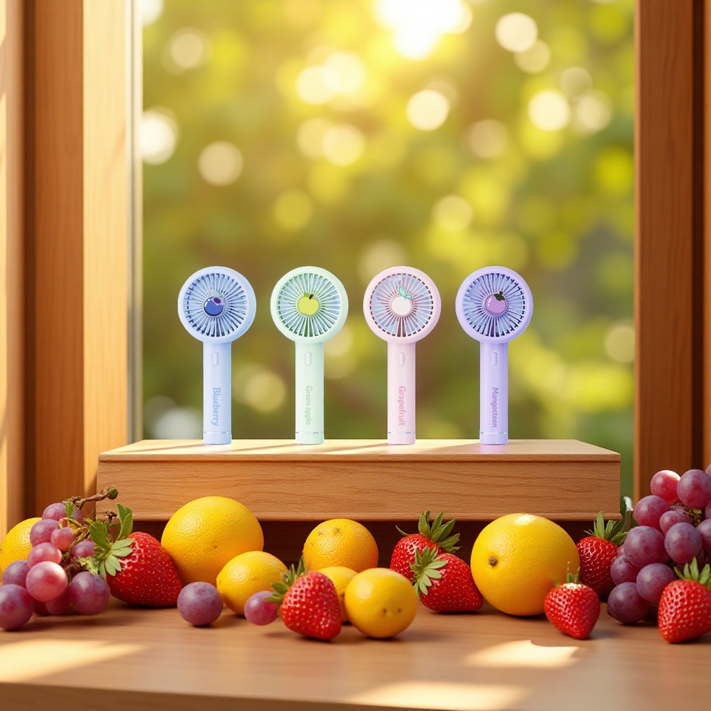 Summer fruit handheld fan, handheld mini fan, portable electric fan, mini silent, cool, essential for a refreshing summer