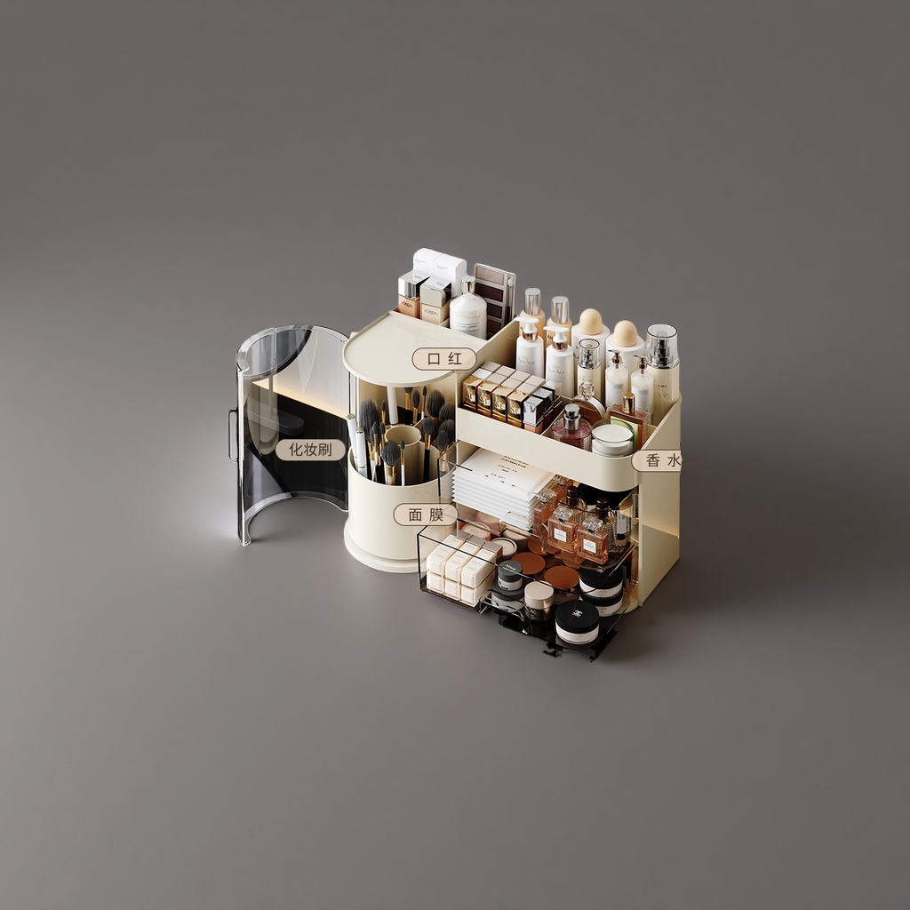 Desktop makeup box two-in-one multi-functional storage box details Picture