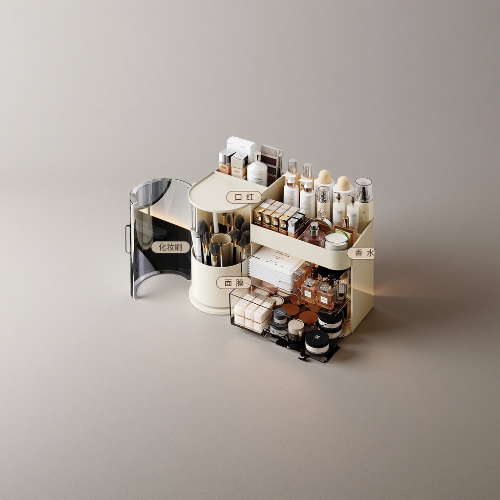 Desktop makeup box two-in-one multi-functional storage box Specification image