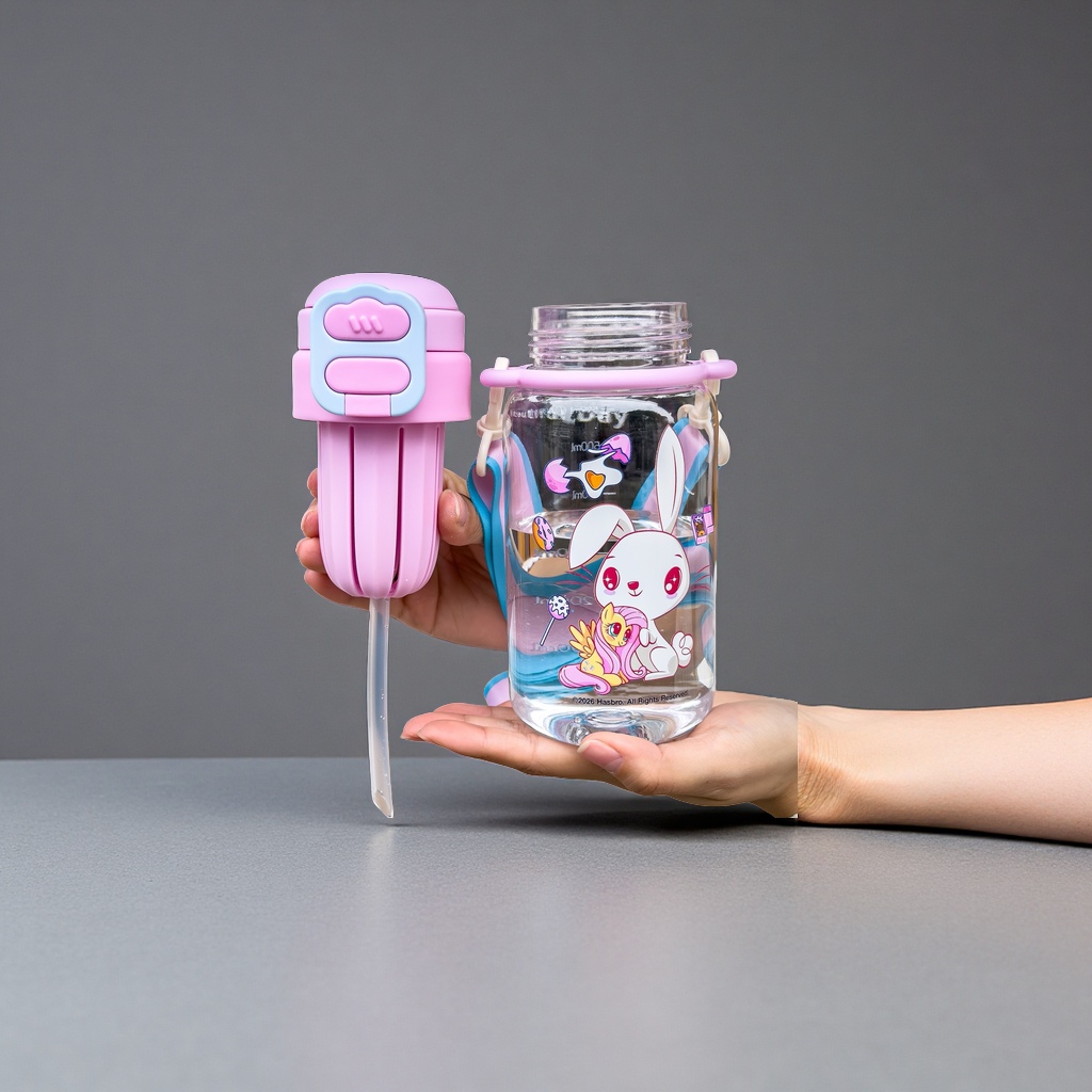 My Little Pony 2026 Spring/Summer New Children's double-drinking straw cup, crossbody student cup, plastic cup, children's water cup, summer cup Specification image