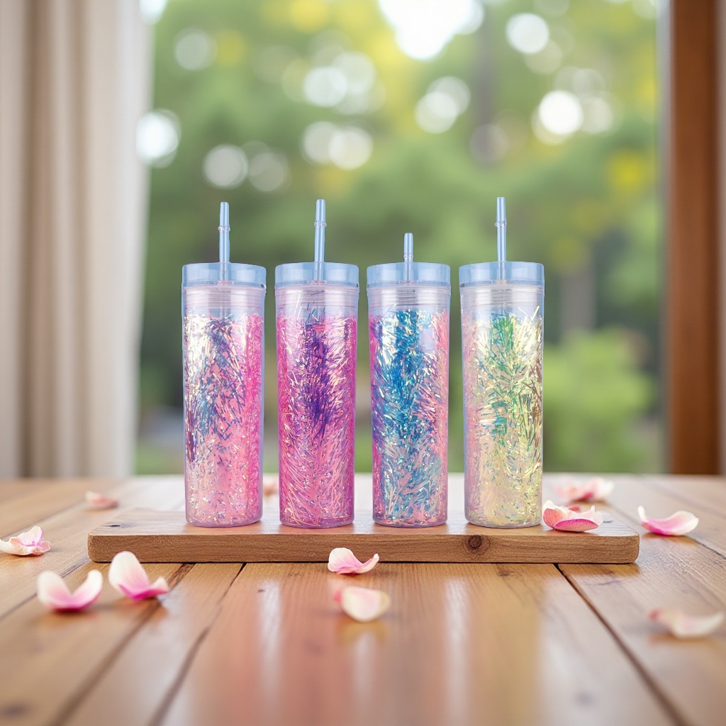 Children's water cups, summer portable insulated cups, plastic cups, large-capacity leak-proof cups