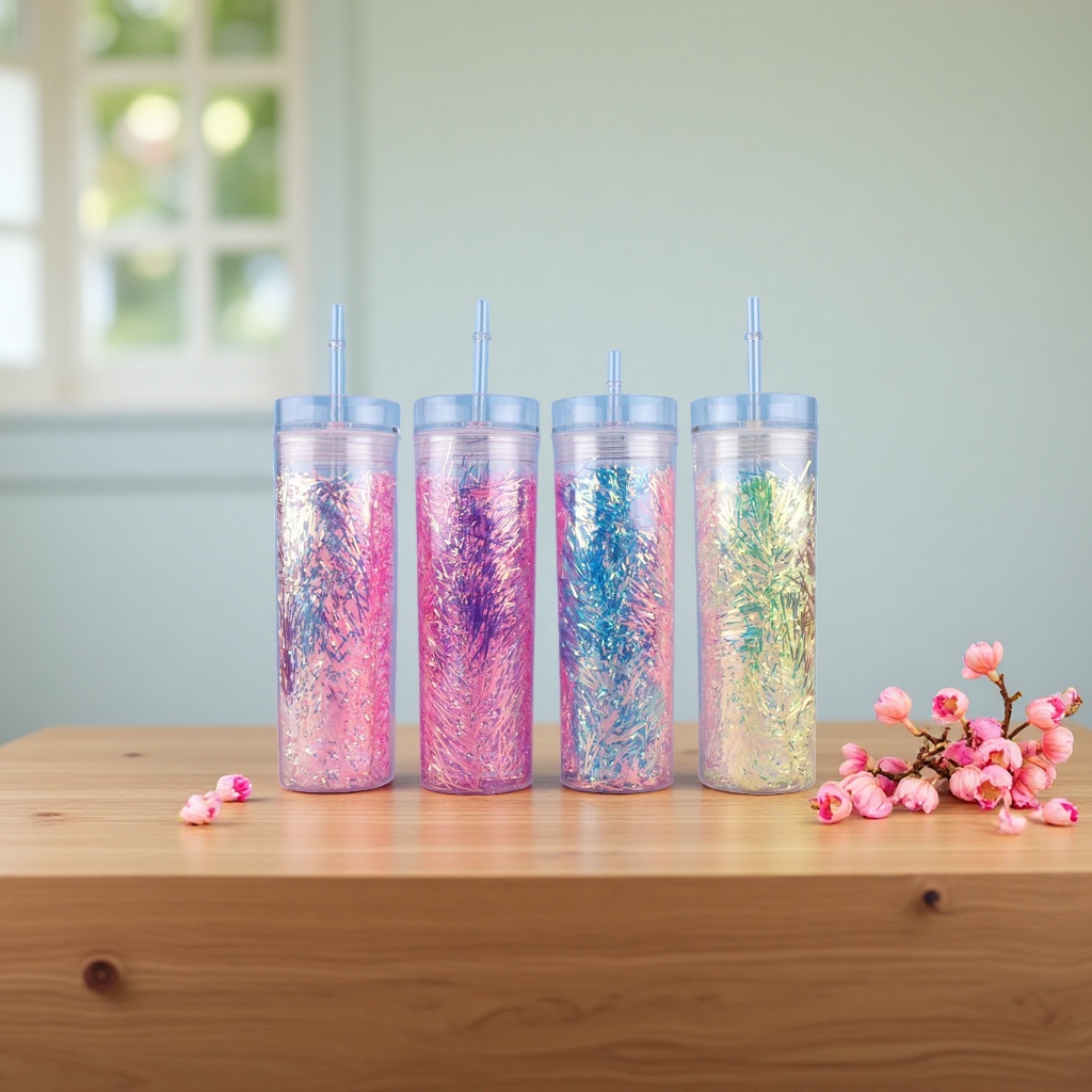Children's water cups, summer portable insulated cups, plastic cups, large-capacity leak-proof cups details Picture