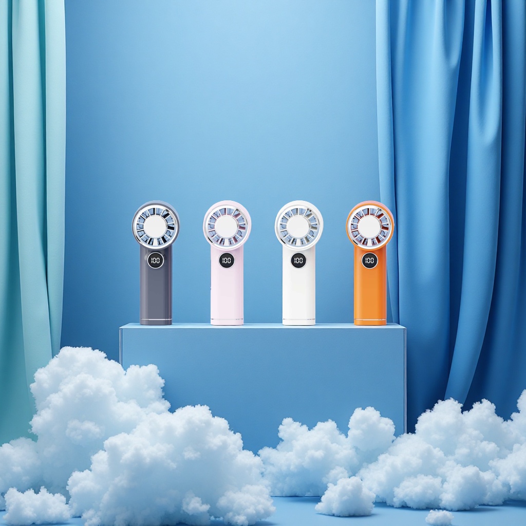 Light Tide ice pack digital display high-speed handheld fan, handheld high-speed fan, portable small fan, cool and cool, strong wind force, portable model Specification image