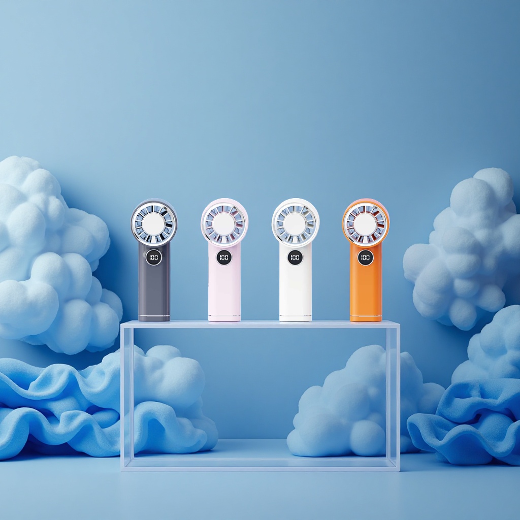 Light Tide ice pack digital display high-speed handheld fan, handheld high-speed fan, portable small fan, cool and cool, strong wind force, portable model