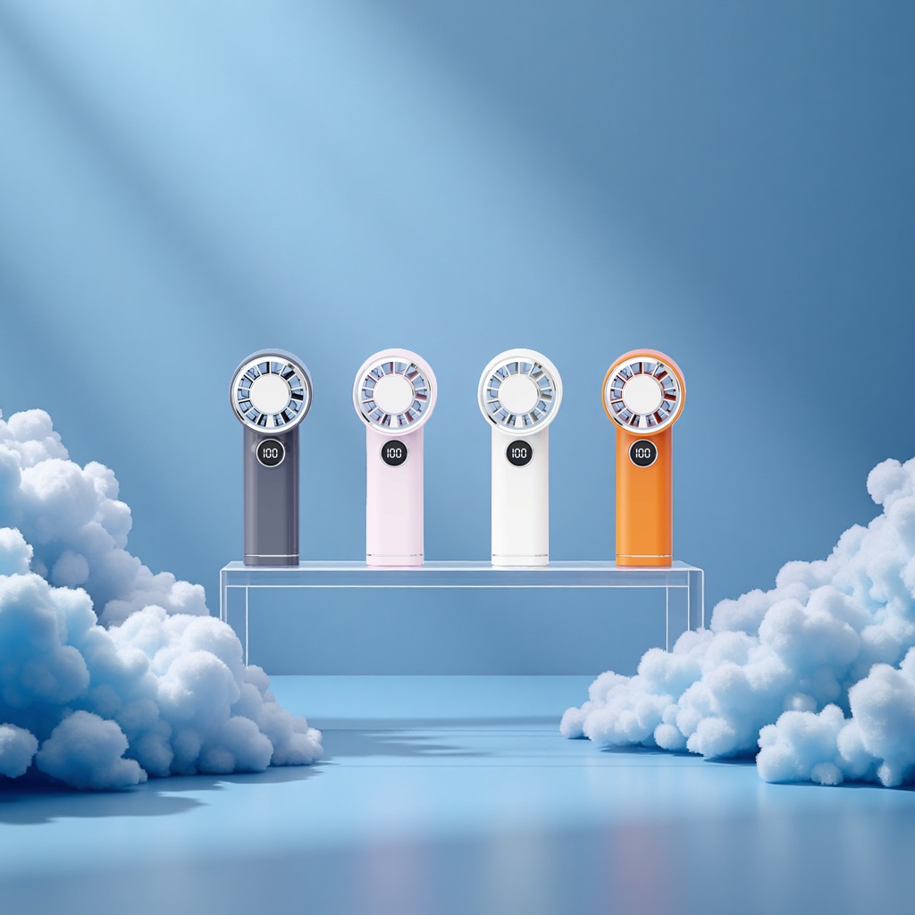 Light Tide ice pack digital display high-speed handheld fan, handheld high-speed fan, portable small fan, cool and cool, strong wind force, portable model Application Scenario