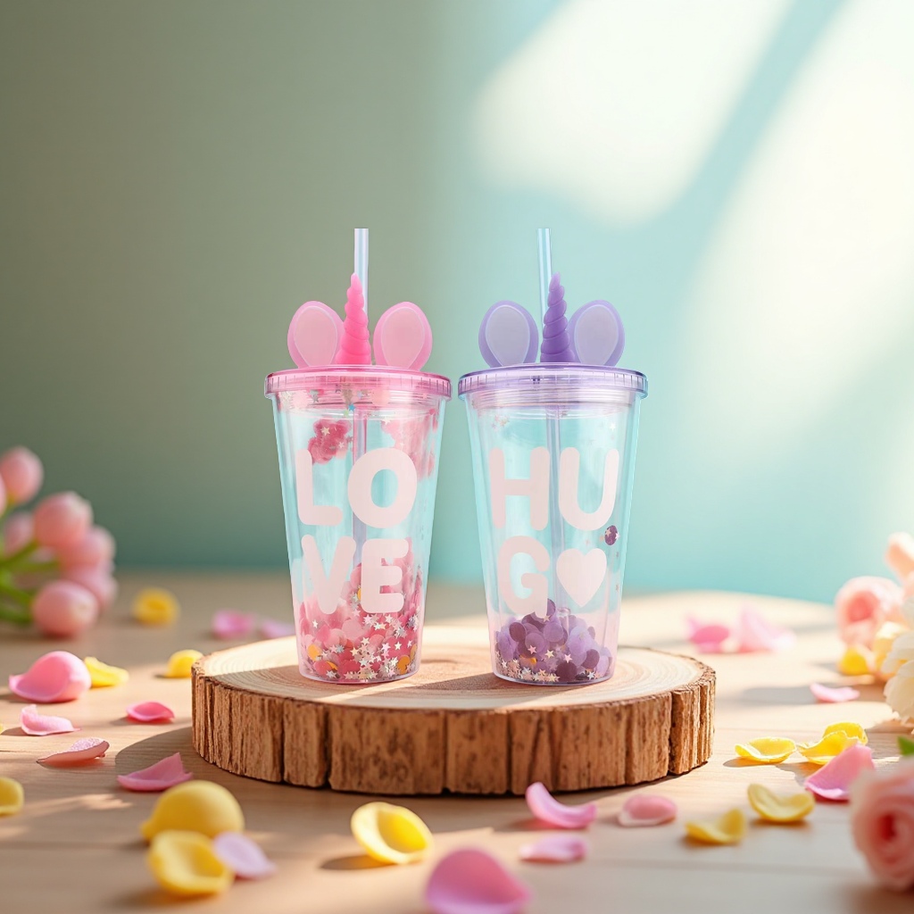 Children's water cup, summer portable insulated cup, plastic cup 180ml, leak-proof design details Picture